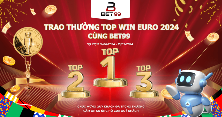 BET99 TRAO THƯỞNG CÁC TOP WIN CỦA SỰ KIỆN “BÙNG NỔ EURO 2024 CÙNG BET99.AI"